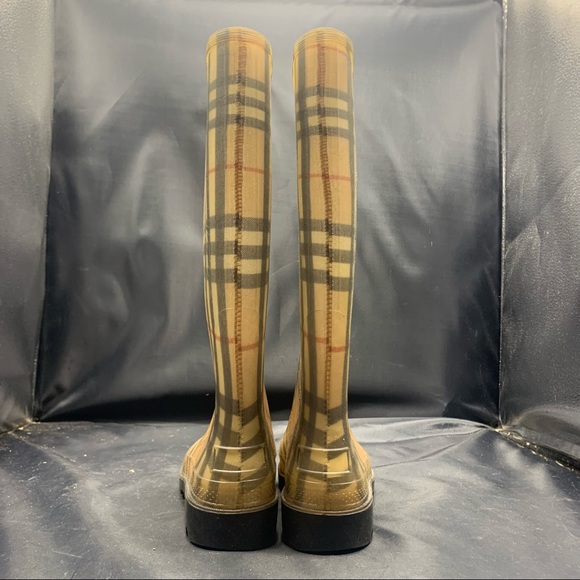 BURBERRY Haymarket Rain Boots Plaid Check Pattern - Picture 5 of 11